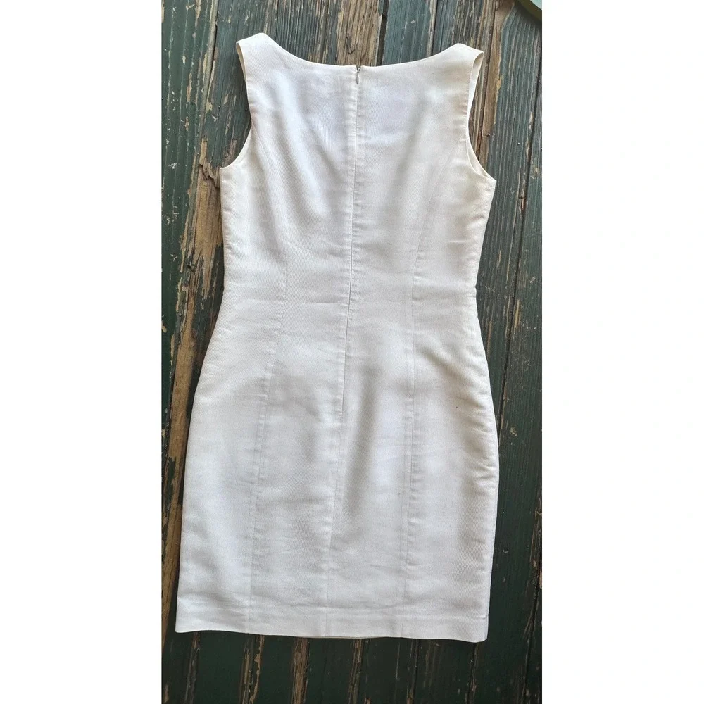 Neiman Marcus Vintage White Sleeveless Sheath Dress Zip Size 4 Mini Shift - Picture 7 of 7